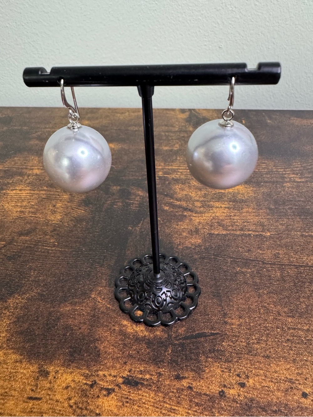 4/$20 Classic Silver Faux Pearl Drop Earrings